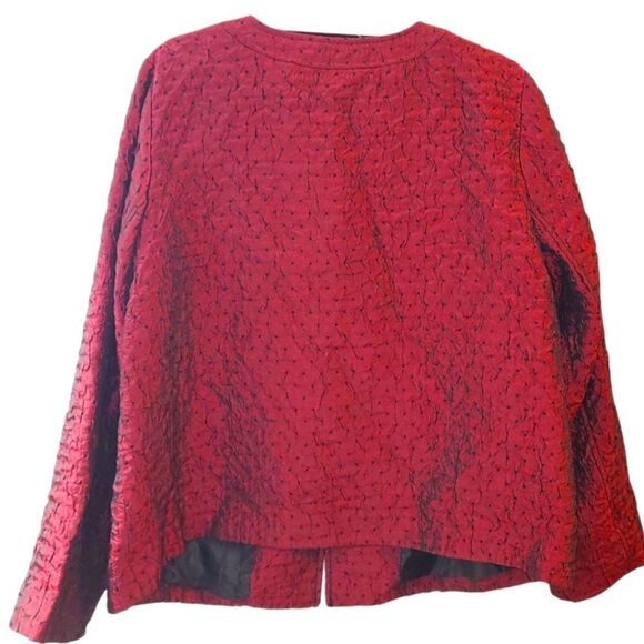 Choices Woman Burgundy Textured Blazer Jacket - Picture 2 of 7